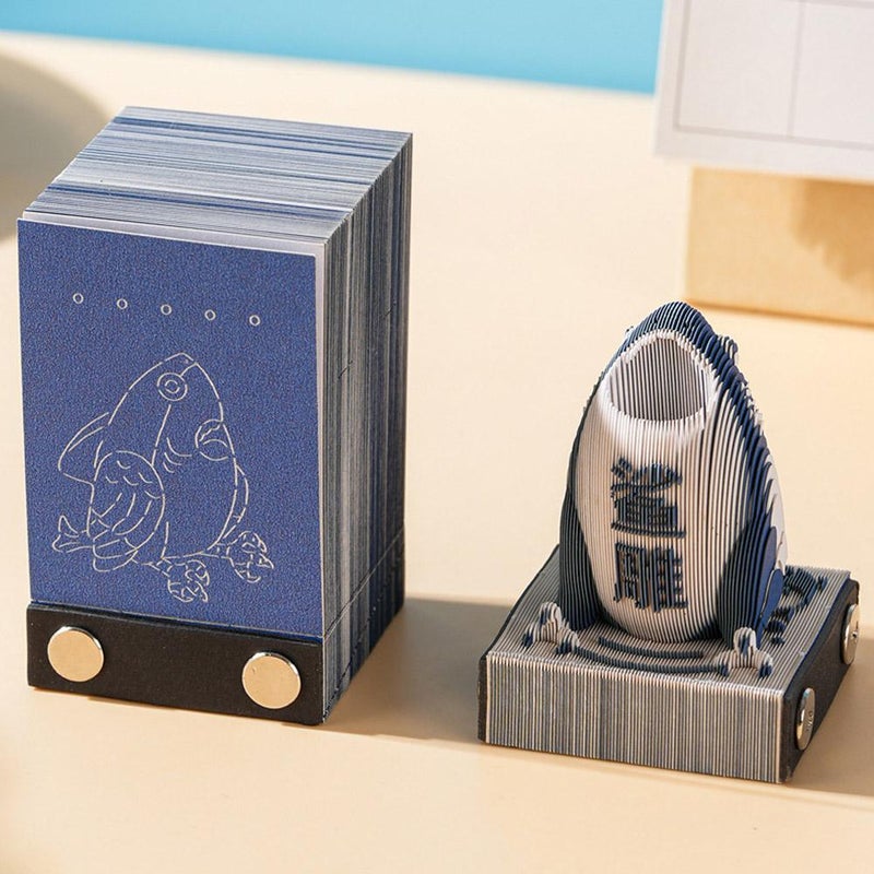 3D Calendar 2026, Time Piece Calendar 2026, 3D Paper Carving Cute Animal Cartoon Rabbit Art Sticky Notes , DIY Carving Notepad Paper Carving Sculpture Gift for School Home Office (B) - Image 3